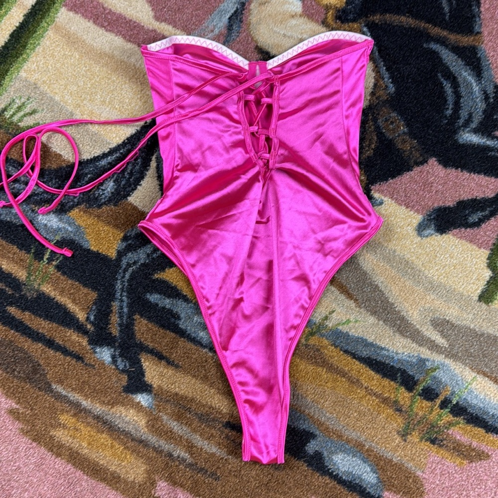 PINK SATIN BODYSUIT - Picture 5 of 14